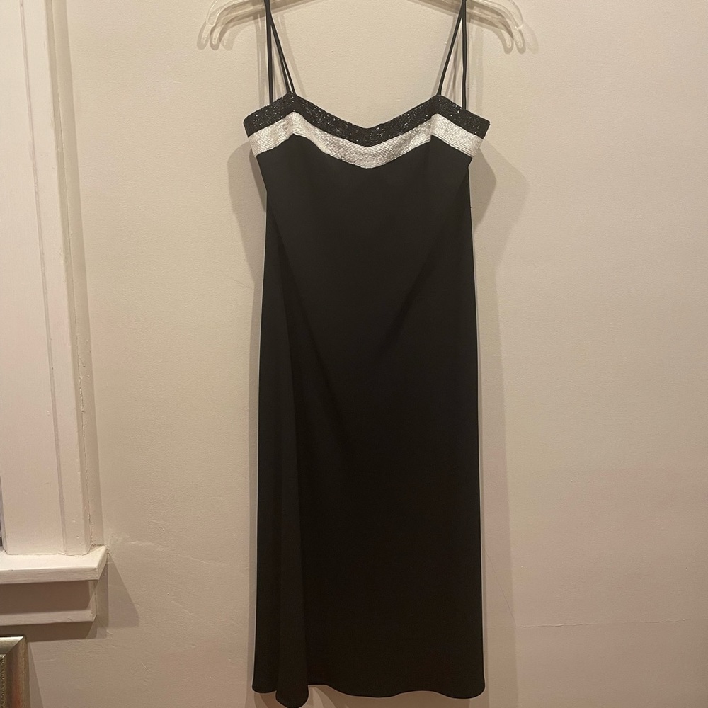 Lauren by Ralph Lauren cocktail dress with beaded neckline.